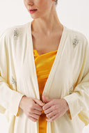 Bej Taş işlemeli uzun kollu kaftan 94467