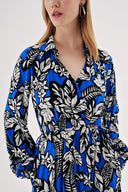 Mavi Anvelop kapama gömlek yaka uzun elbise 94485