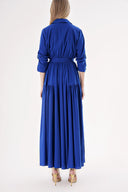 Saks Beli lastikli  uzun gömlek elbise 94498