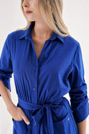 Saks Beli lastikli  uzun gömlek elbise 94498