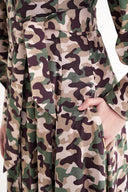 Desenli Balon kollu bele oturan uzun gömlek elbise 94508