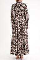 Desenli Balon kollu bele oturan uzun gömlek elbise 94508