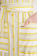 Sarı Büzgülü uzun gömlek elbise 94523