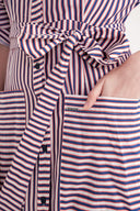Çizgili Büzgülü uzun gömlek elbise 94523