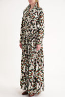 Desenli Büzgülü uzun gömlek elbise 94554
