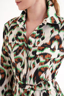 Desenli Büzgülü uzun gömlek elbise 94554