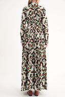 Desenli Büzgülü uzun gömlek elbise 94554