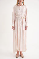 Pudra Kemerli rahat uzun gömlek elbise 94555