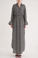 Siyah Bağcık detaylı gömlek elbise 94564