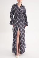 Lila Bağcık detaylı gömlek elbise 94564