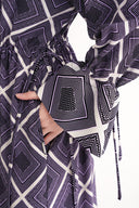 Lila Bağcık detaylı gömlek elbise 94564