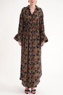 Kahve Bağcık detaylı gömlek elbise 94564