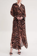 Desenli Bağcık detaylı gömlek elbise 94564