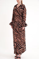 Desenli Bağcık detaylı gömlek elbise 94564