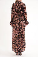 Desenli Bağcık detaylı gömlek elbise 94564