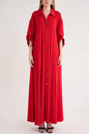 Kırmızı Bol kesim gömlek elbise 94581