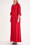 Kırmızı Bol kesim gömlek elbise 94581