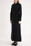 Siyah Cep detaylı uzun gömlek elbise 94587