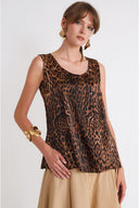 Leopar Bol kesim kolsuz bluz 19934