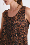 Leopar Bol kesim kolsuz bluz 19934