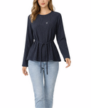 Çizgili Nakış detaylı kemerli bol kesim bluz 19937