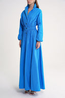 Mavi Lastik ve çıtçıt detaylı uzun gömlek elbise 94627