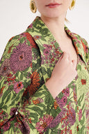 Desenli V yaka godeli bol kesim uzun elbise 94629