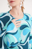 Desenli Desenli saten uzun elbise 94635