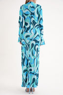 Desenli Desenli saten uzun elbise 94635