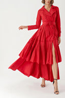 Red Pleat detailed trench dress 94285