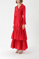 Red Pleat detailed trench dress 94285