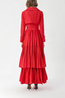 Red Pleat detailed trench dress 94285