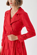 Red Pleat detailed trench dress 94285