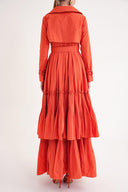 Turuncu Pilise detaylı trenç elbise 94640