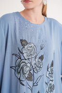 Mavi Nakış detaylı bol kesim uzun elbise 94648