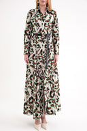 Desenli Kemer detaylı uzun gömlek elbise 94658