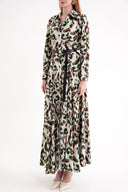Desenli Kemer detaylı uzun gömlek elbise 94658
