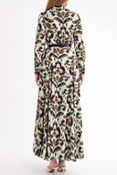 Desenli Kemer detaylı uzun gömlek elbise 94658