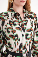 Desenli Kemer detaylı uzun gömlek elbise 94658