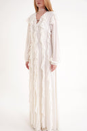 Beyaz Godeli uzun elbise 94665