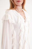 Beyaz Godeli uzun elbise 94665