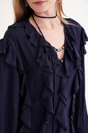 Lacivert Godeli uzun elbise 94665