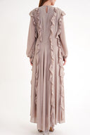 Gri Godeli uzun elbise 94665