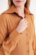 Hardal Belden oturtmalı uzun gömlek elbise 94674