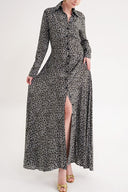 Gri Belden oturtmalı uzun gömlek elbise 94674