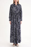 Desenli Bol kesim kemerli gömlek elbise 94684