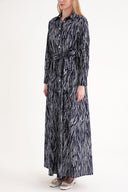 Desenli Bol kesim kemerli gömlek elbise 94684