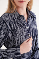 Desenli Bol kesim kemerli gömlek elbise 94684