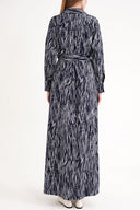 Desenli Bol kesim kemerli gömlek elbise 94684