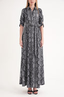 Piton Bol kesim kemerli uzun gömlek elbise 94685